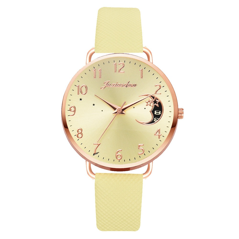Orologio da studente in oro rosa con cinturino minimalista da donna con motivo stella lunare, nuovo prodotto caldo e alla moda 2024_voghion.com