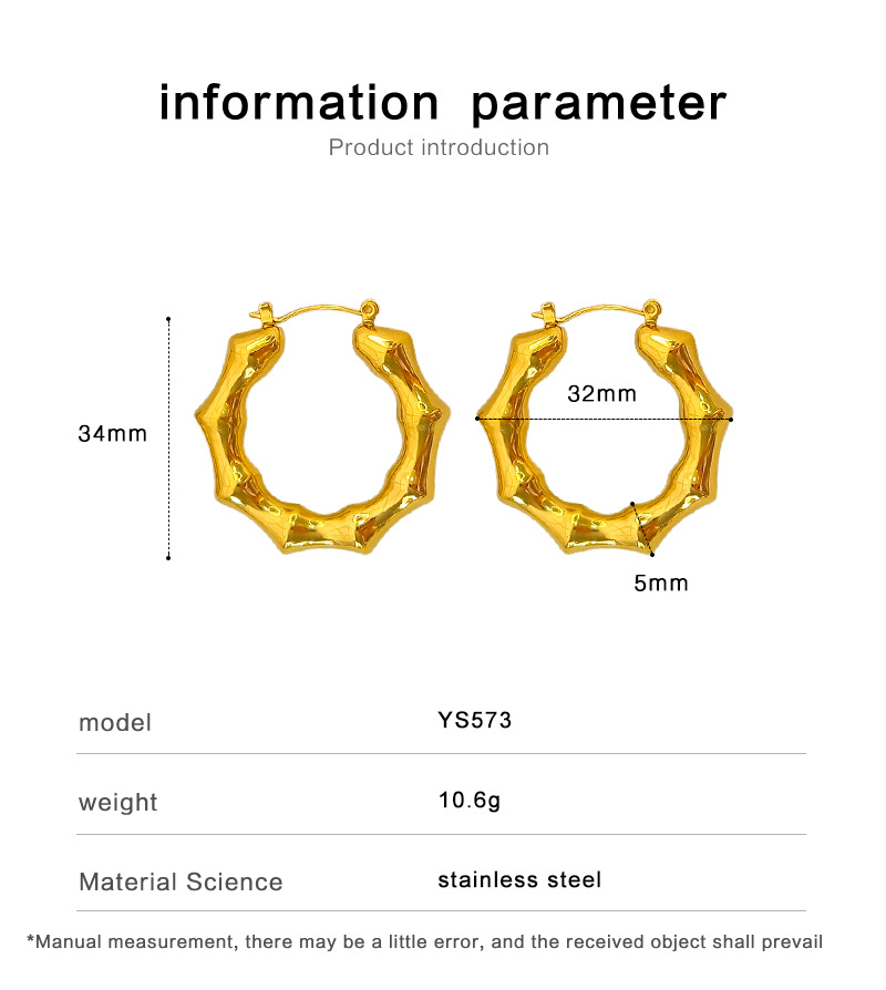 1 Par Elegante Irregular Enchapado Acero Inoxidable 304 Pendientes De Aro display picture 1