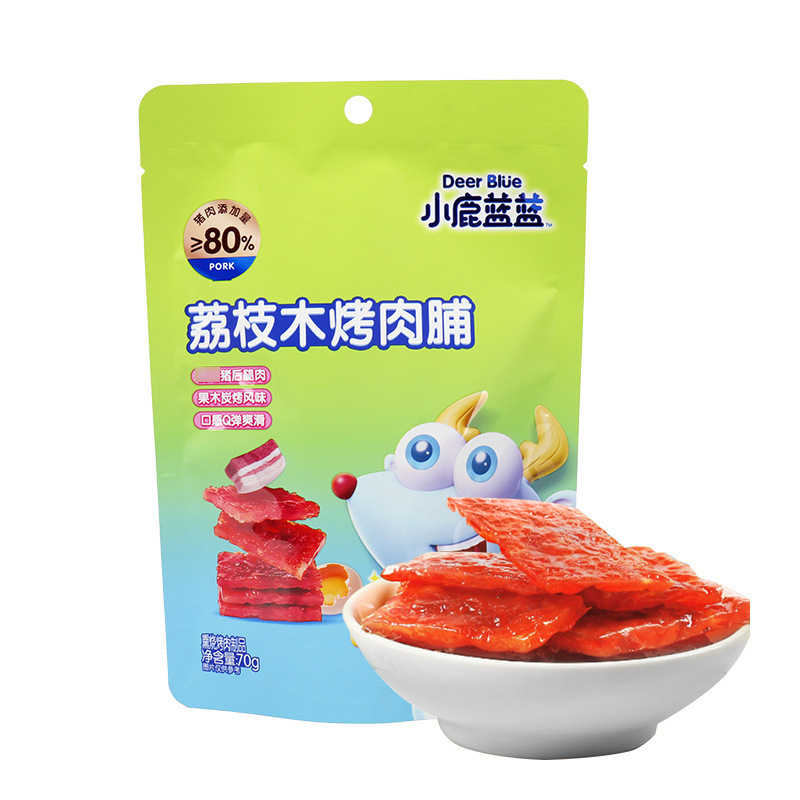 小鹿蓝蓝荔枝木烤肉脯儿童解馋猪肉脯营养健康零独立包装方便携带
