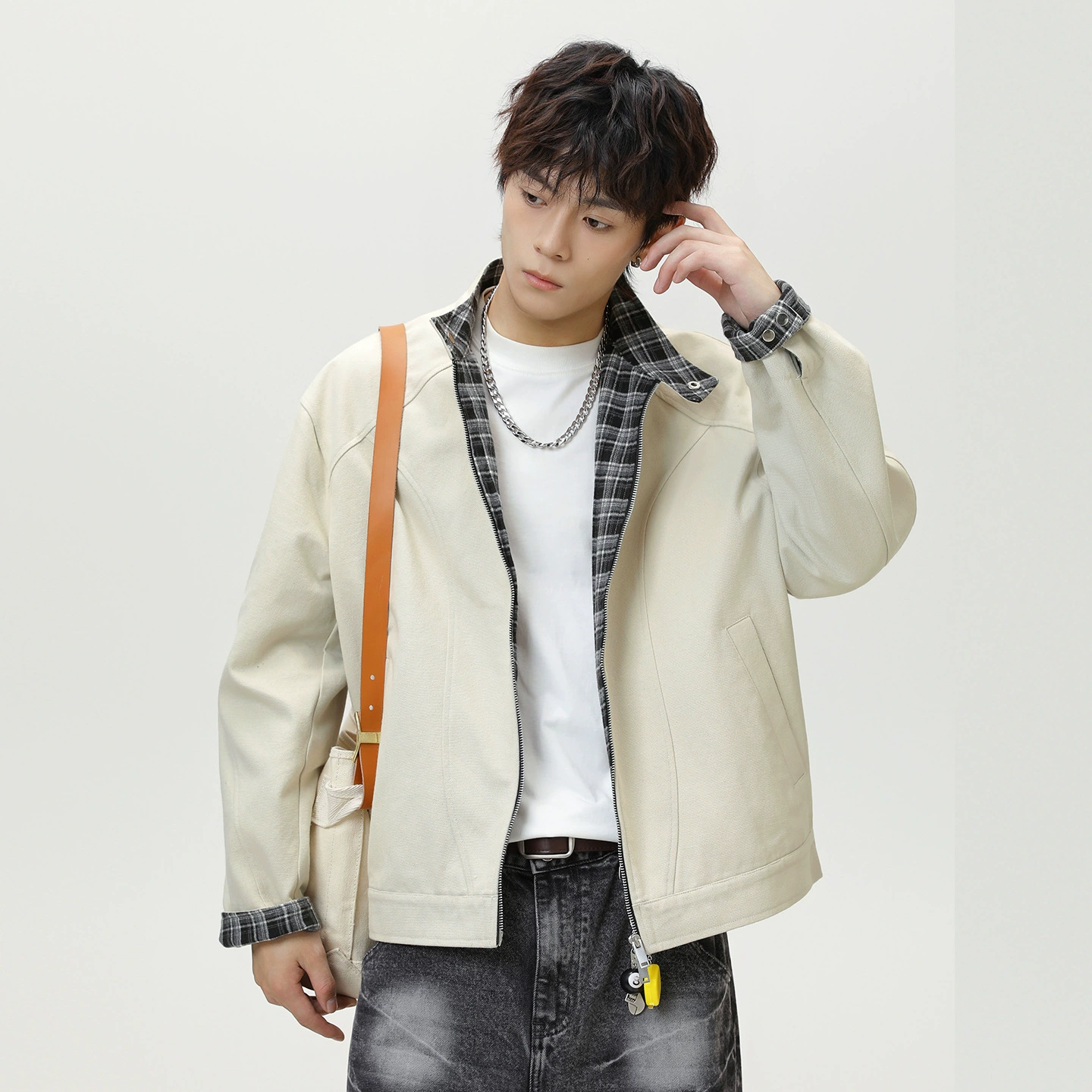 Retro autumn design jacket, loose fit