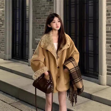 2025冬新款两面穿羊羔毛外套女中长款皮毛一体机车服加厚保暖大衣