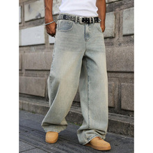Y 11134 Vintage washed straight jeans ����ˮϴֱͲţ�п�