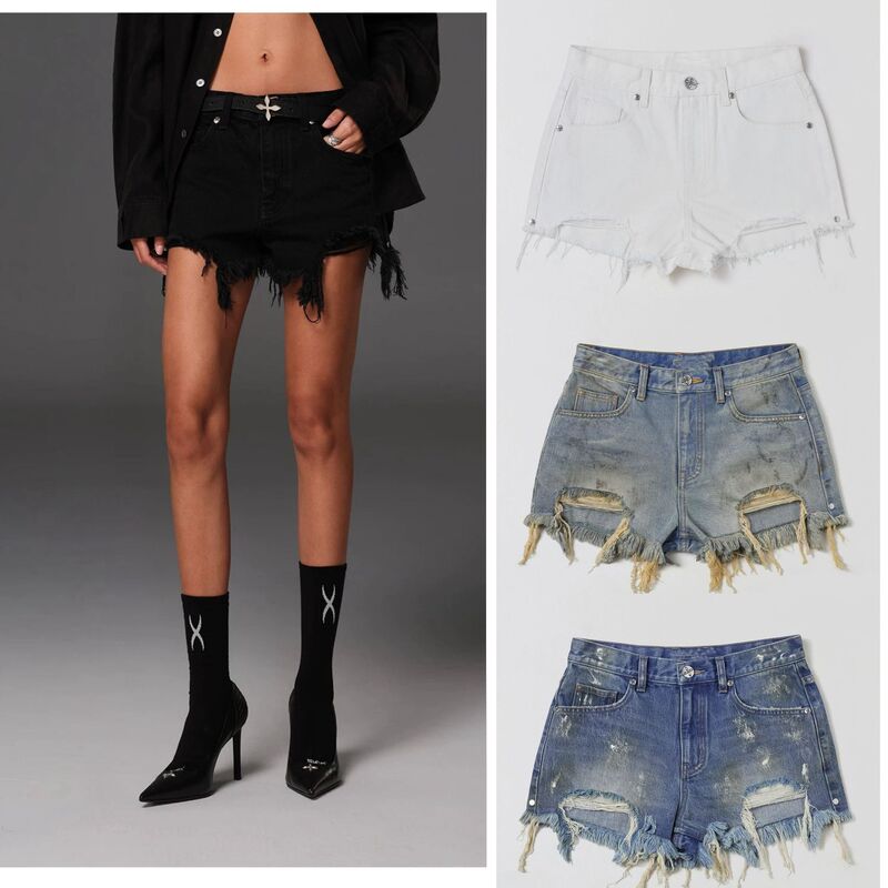 Sk Phantom Statue Denim Shorts/Cotton Hot Pants Available in Four Colors