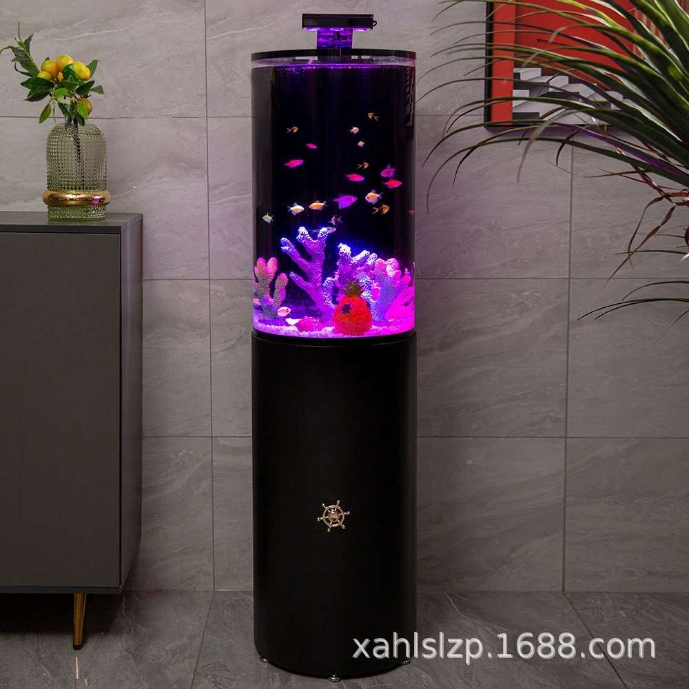 Haolong новый творческий чистый красный аквариум экологический пол гостиная аквариум маленький резервуар с золотыми рыбками декоративный цилиндрический аквариум