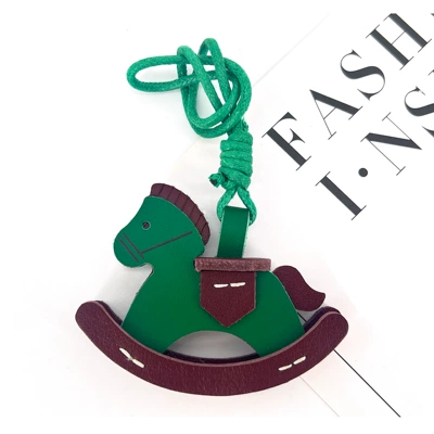 Horse Creative Bag Pendant Accessory, Car hanging - green-with-dark-red