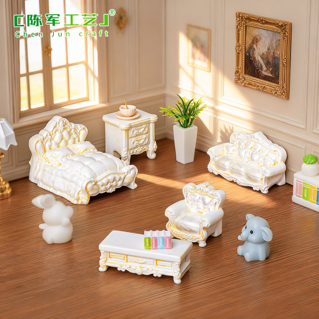 Creative Baroque Style Furniture Miniature Model Doll House DIY Decorations Accessories Micro Landscape Mini Ornaments