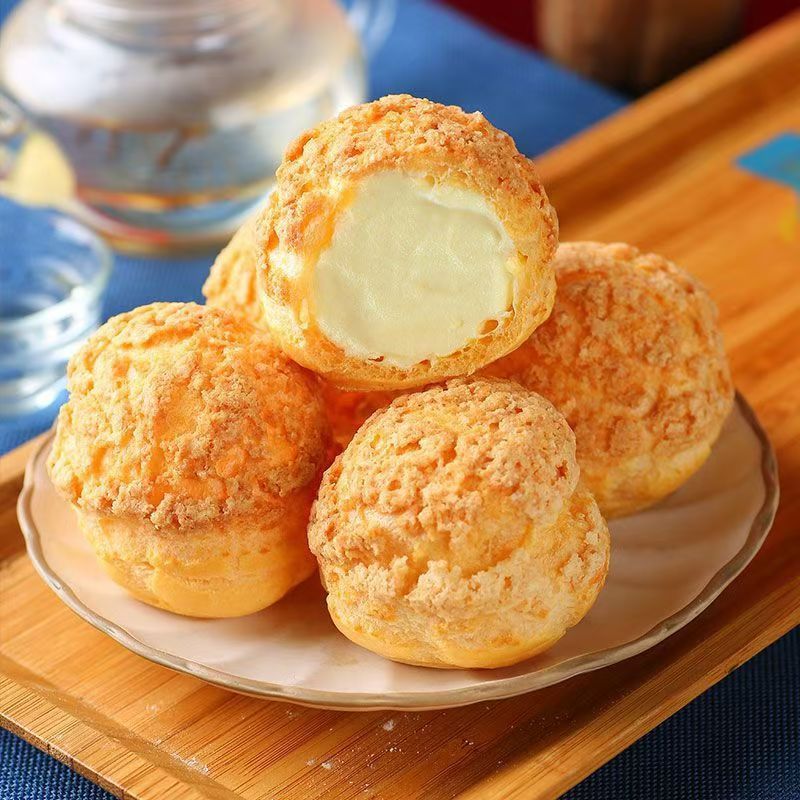 Puffed puff ice cream multi-flavor nutrition breakfast bread sandwich cake cake puffed snack whole box