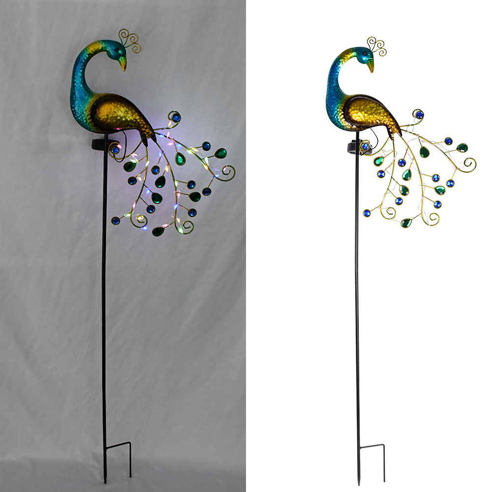 Lámpara de pavo real solar color