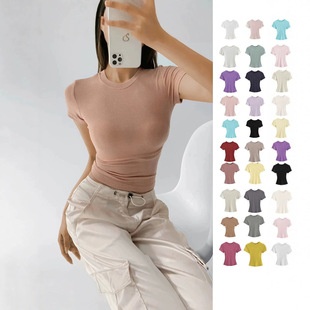 �羳���R�d���Q����Ů�bT��Crop top women's short-sleevedshir