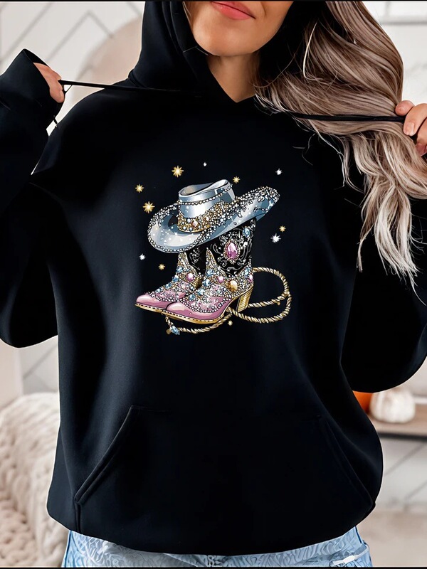 Cowboy Boots, Sweatshirts, Western Hats, Printed Women's Fashion Sweatshirts, Casual Streetwear for Girls and Women Cowboy Boots, Sweatshirts, Western Hats, Printed Women's Fashion Sweatshirts, Casual Streetwear for Girls and Women