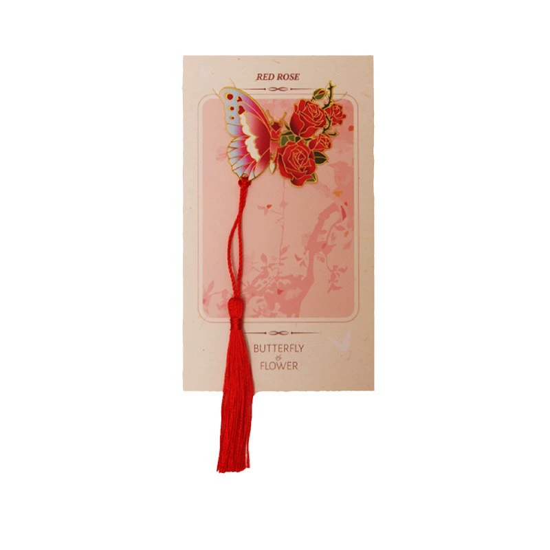 Chinese style literary exquisite tassel butterfly hollow bookmark butterfly love flower metal bookmark series festival gifts