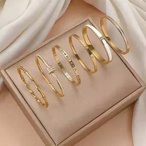 手镯女时尚跨境小众简约感潮流设计古法气质不锈钢手饰复古风饰品