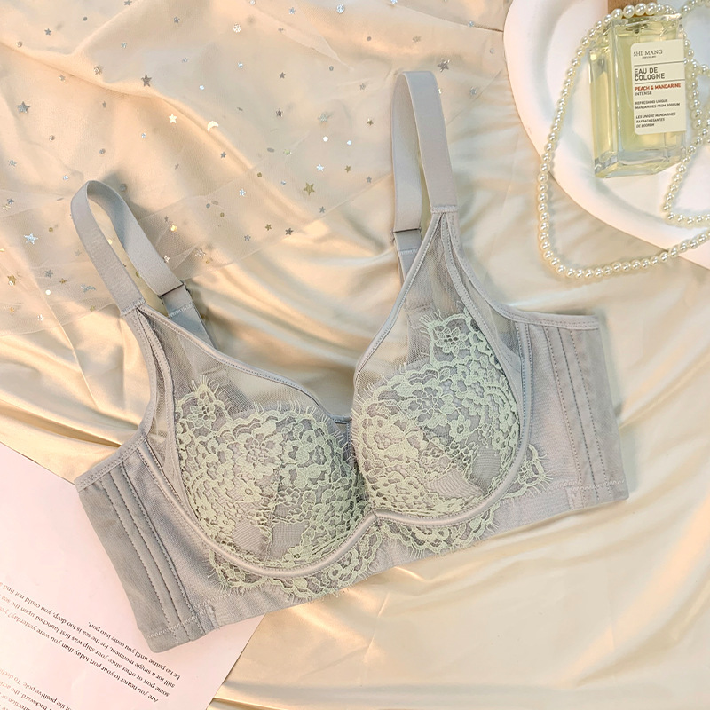 Core Oxygen 69110 Shell Cup Encaje Ropa interior sexy hueca Mujer reunida Sujetador ajustable con anillo de acero suave anti-caída