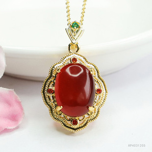 Yuyu Natural Amber Pendant Blood Pendant Necklace Women's Retro Jewelry Factory Wholesale HP4031205