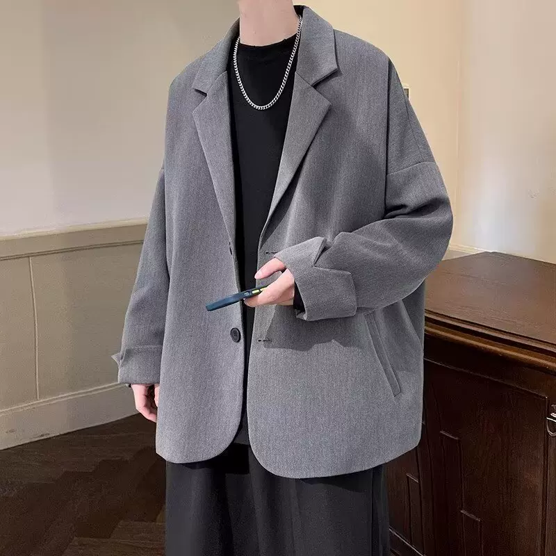 西装外套男春秋季2025新款高级感痞帅宽松港风西服男百搭休闲上衣