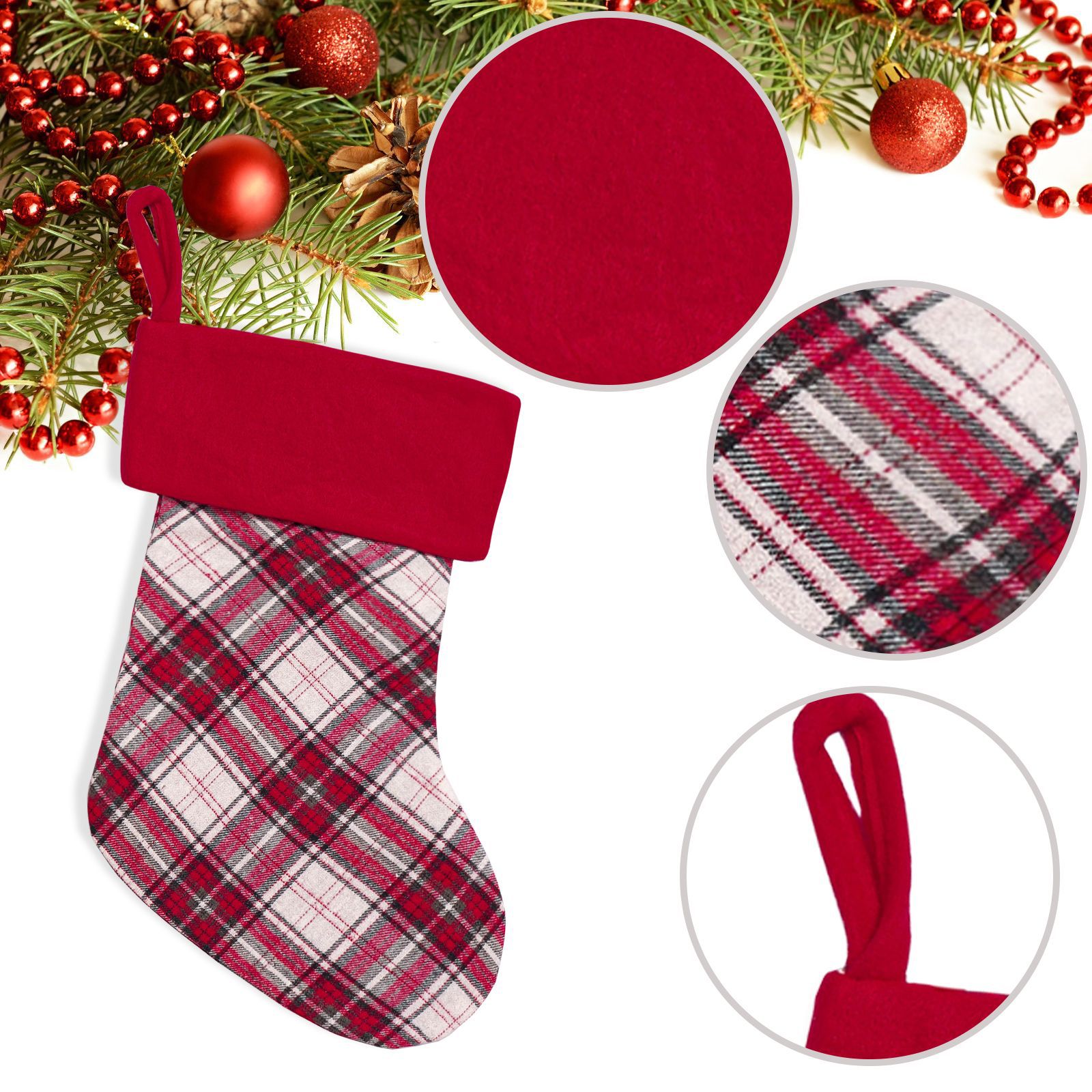 Navidad transfronteriza cuadrada calcetines rojas de Navidad encantadoras creativas Navidad decoración de árboles colgantes bolsas de regalo