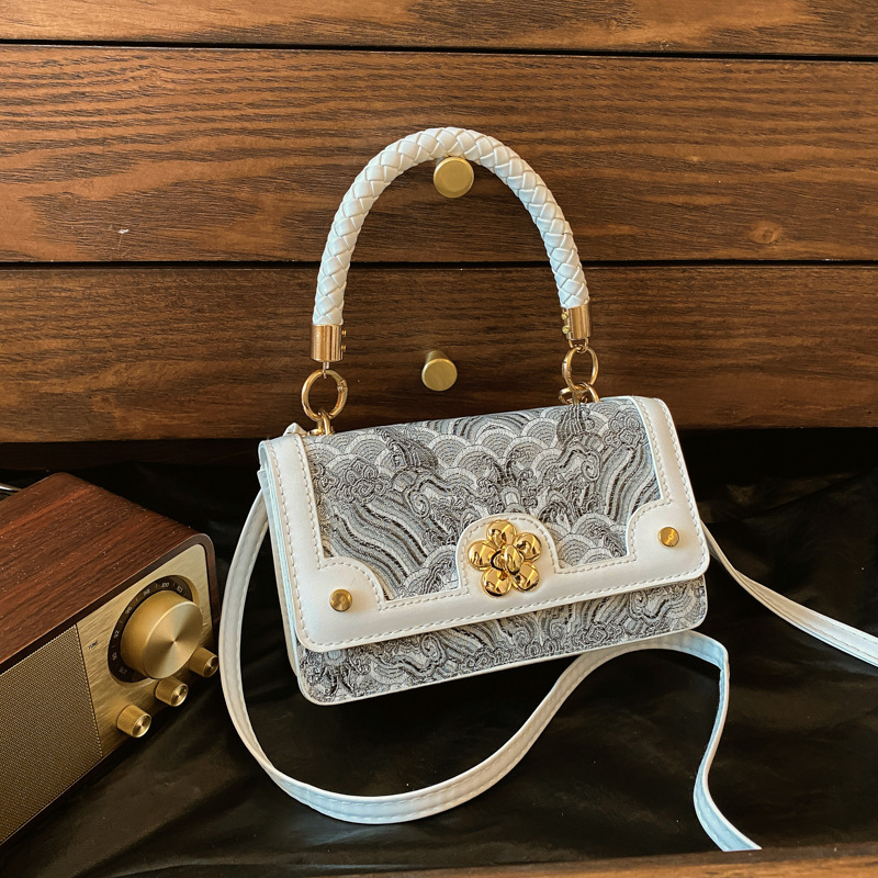 Bags retro bolso simple mujer 2024 otoño nueva moda salvaje estilo occidental costura mensajero pequeño bolso cuadrado