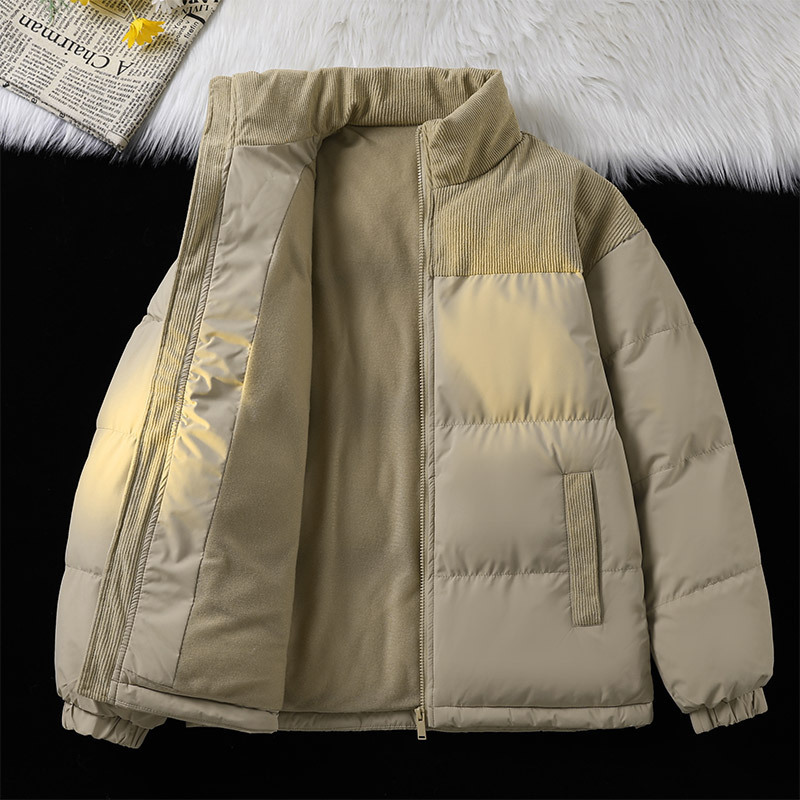 Padded Clothes Men's And Women's Corduroy Padded Clothes Thickened Padded Jackets Loose Stand-up Collar Couple Jackets_viptrois.com