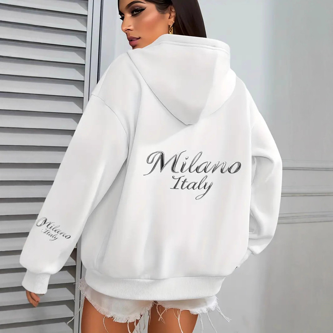 Women's Hooded Oversized Sweatshirt Jacket Print Design European American Style Fashion Fall Winter New Arrivals_ecoleips.com