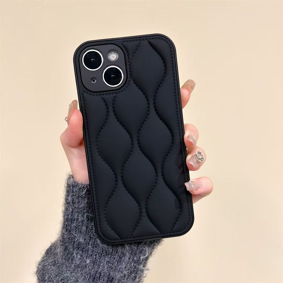 Custodia per telefono a tinta unita tipo giacca imbottita, adatta per iPhone 17, iPhone 15 Pro Max, copertura completa per Huawei, autunno e inverno_voghion.com