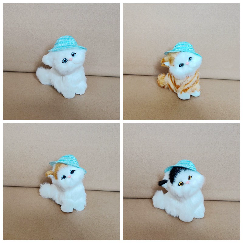 Красота искусство моделирование кошка животное модель шляпа кошка мех ремесла цветок кошка украшение дома Фотография реквизит