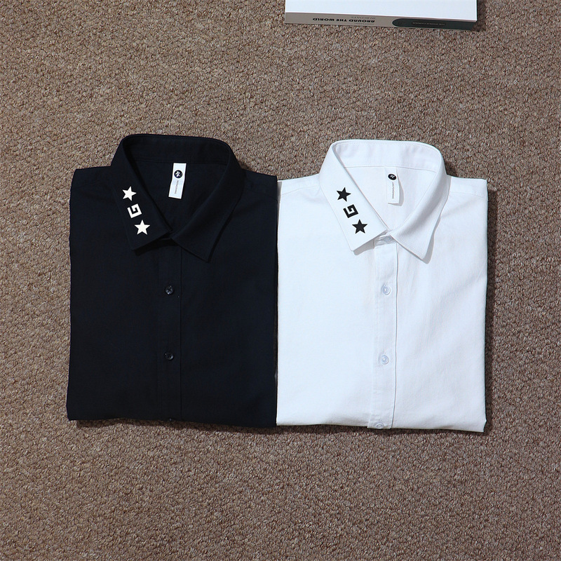 Plus-Size Popular Collar Half g Letter Print Five-Pointed Star Fashion Celebrity Classic Shirt Jacket