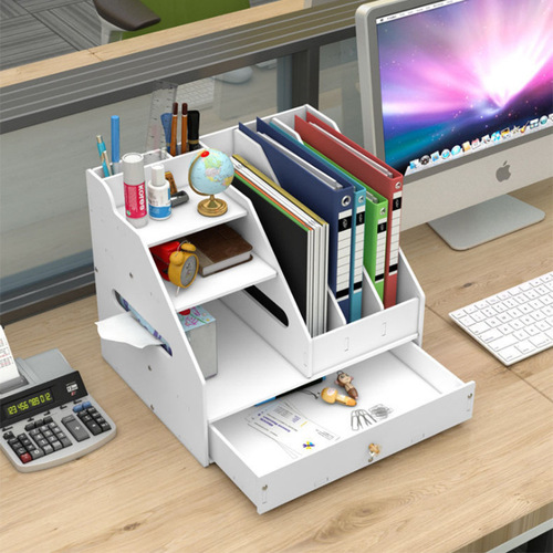 Desktop vertical file rack storage thickened file column simple white data file rack multi-layer organizing file frame