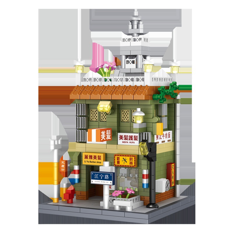 Zhe Gao Lezi 8287-8290 Street View Series República de China Old Street Pawn Shop Bloques de construcción ensamblados Juguetes educativos Regalos