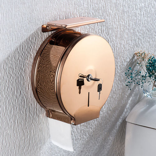 New thickened hotel stainless steel large roll paper holder toilet paper holder large roll paper box paper towel holder bathroom large paper towel box