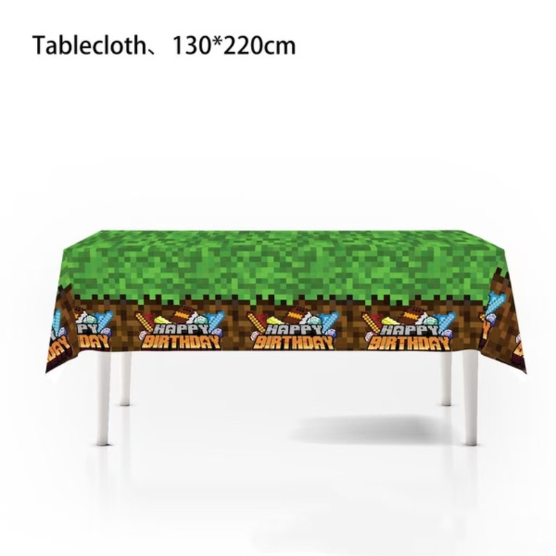 国境を越えたホットセール Minecraft ピクセルバトルテーマパーティー装飾用品使い捨て PE テーブルクロス防水性と耐油性|undefined