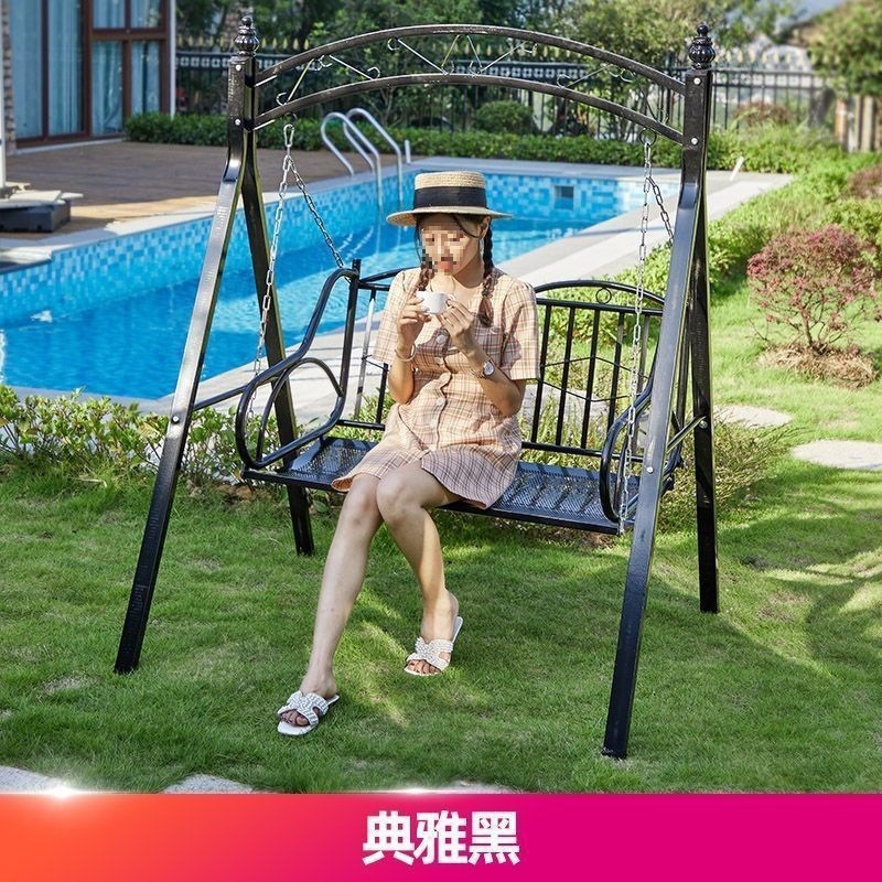 户外秋千庭院荡秋千室外双人吊床家用花园铁艺摇摇椅室内小院摇篮|undefined