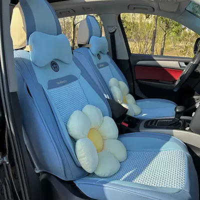 New car seat cover four: Universal seat cover - fresh-blue-flower-edition-five-seat-universal-cushion