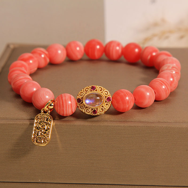 Pulsera de Piedra Roja natural mujer ins nicho diseño de alta calidad pulsera de cristal de moda pulsera de regalo para novias