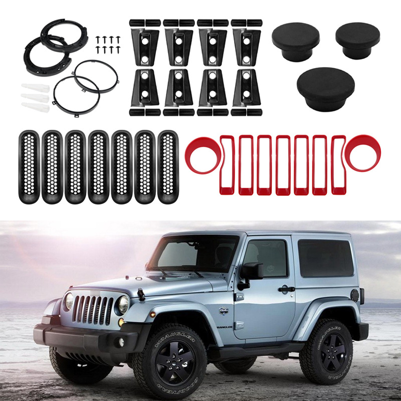 Suitable for 07-23 Jeep Wrangler JLJK headlight bracket door hinge cover grille and other exterior decorations