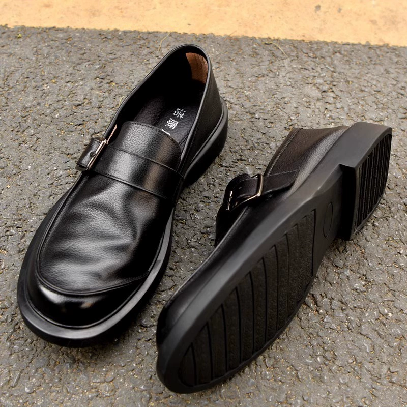 Повседневная мужская обувь из натуральной кожи, новая осенняя деловая повседневная обувь, мягкая кожа, мягкая подошва, повседневный круглый носок, свободная и универсальная кожаная обувь.