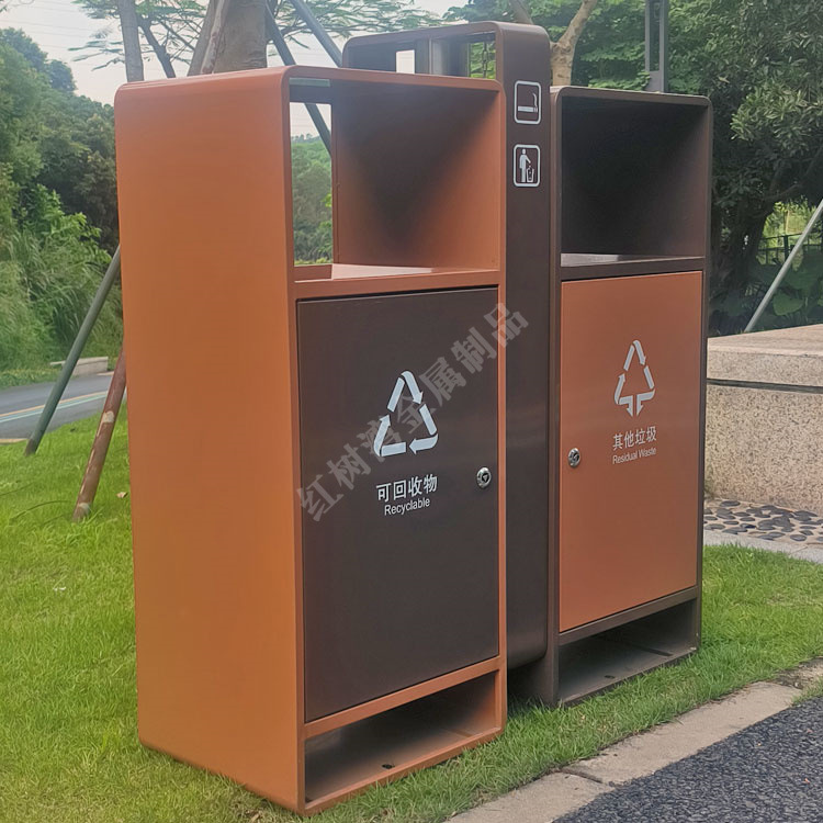 Outdoor Urban Community Street Galvanized Sheet Iron Classification Trash Can Spray Paint Metal Recycling Box Factory Custom-Made Outdoor Urban Community Street Galvanized Sheet Iron Classification Trash Can Spray Paint Metal Recycling Box Factory Custom-Made