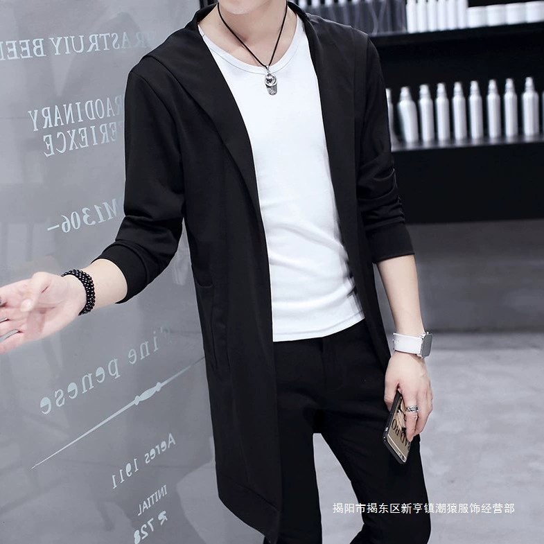 Среднедлинная повседневная ветровка мужская весенняя и осенняя корейская версия модной мужской одежды стройный студент красивый плащ мужская куртка