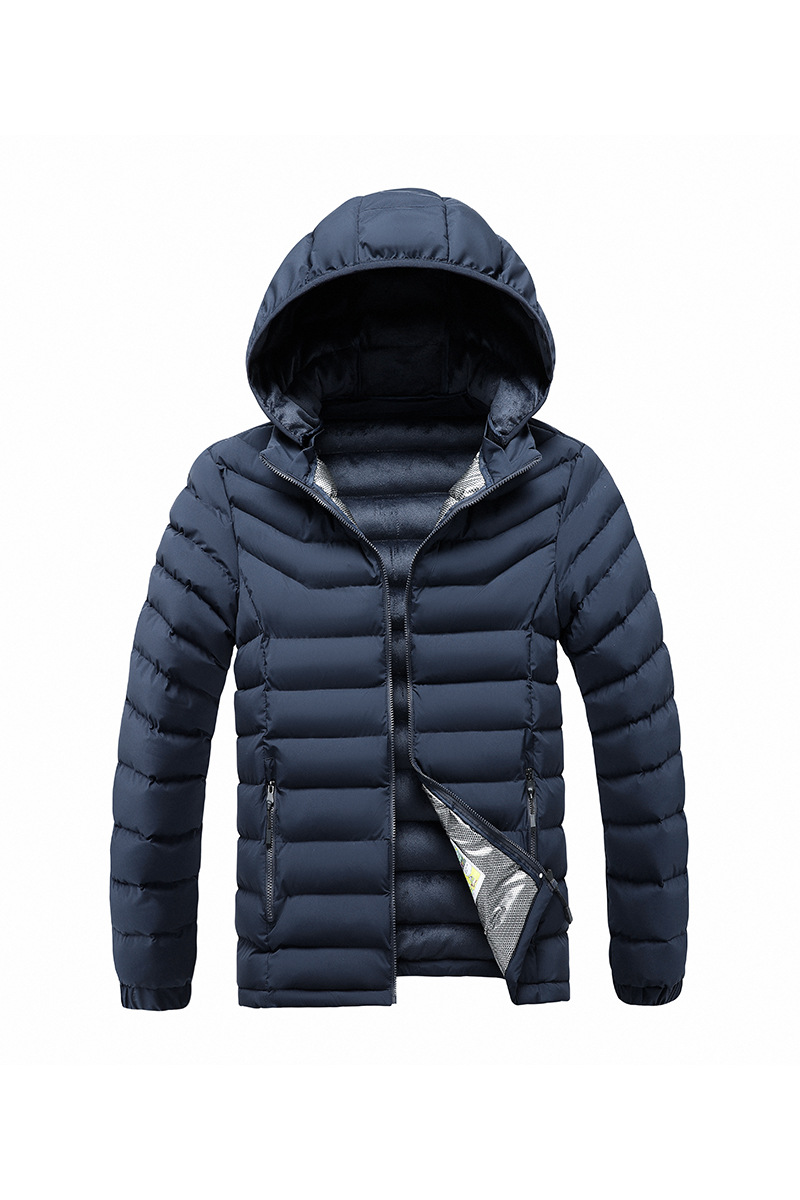 Rib Suit Cotton-padded Coat Men's Graphene Removable Cap Casual Thickened Top Jacket_voghion.com
