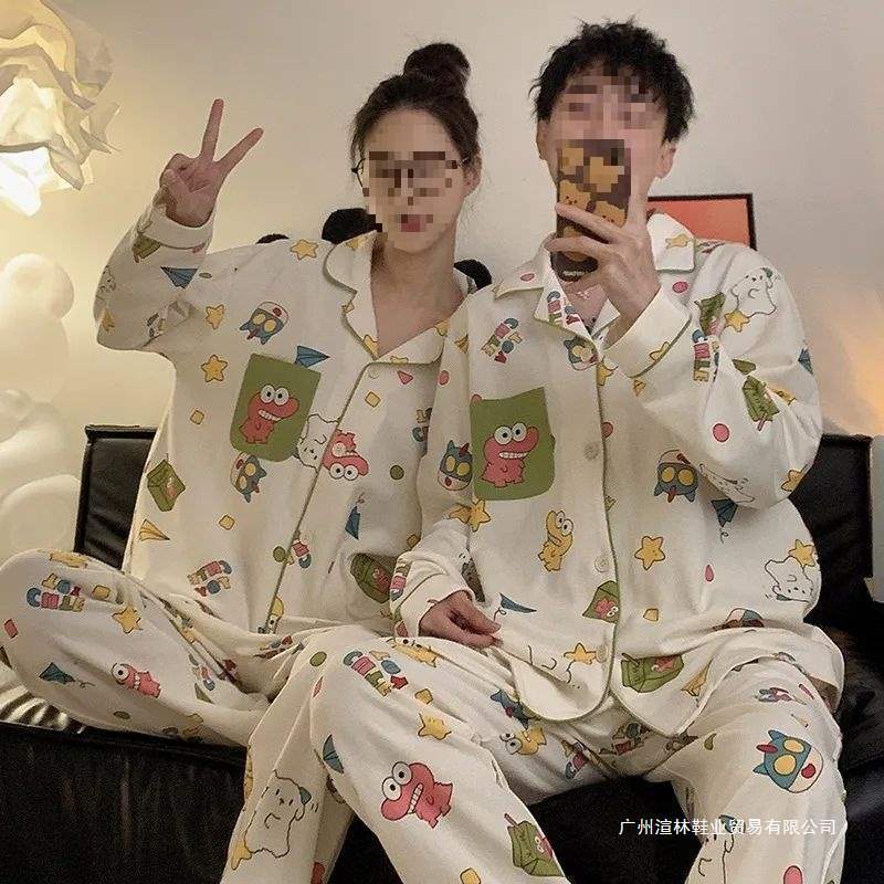 Carefully Selected Cute Crayon Shin-Chan Couple Pajamas Cartoon Suit New Spring & Fall Long-Sleeved Pants for Men and Women's Home