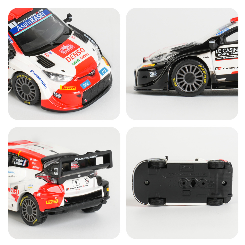 1: 43 Toyota GR Yaris Rally 1 Hybrid Simulación de carreras modelo de automóvil de aleación