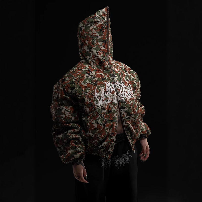 美式ins复古秋冬季节刺绣原宿高街潮流棉服男女款拉链连帽Y2k服装|undefined