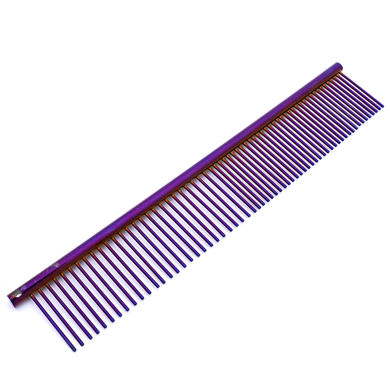 Directo de fábrica suministros Para Mascotas de acero inoxidable de color salto peine de la belleza Golden Retriever peine de pelo largo al por mayor