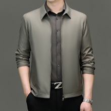 中青年商务休闲百搭夹克翻领外套男爸爸装秋款时尚潮流秋装上衣