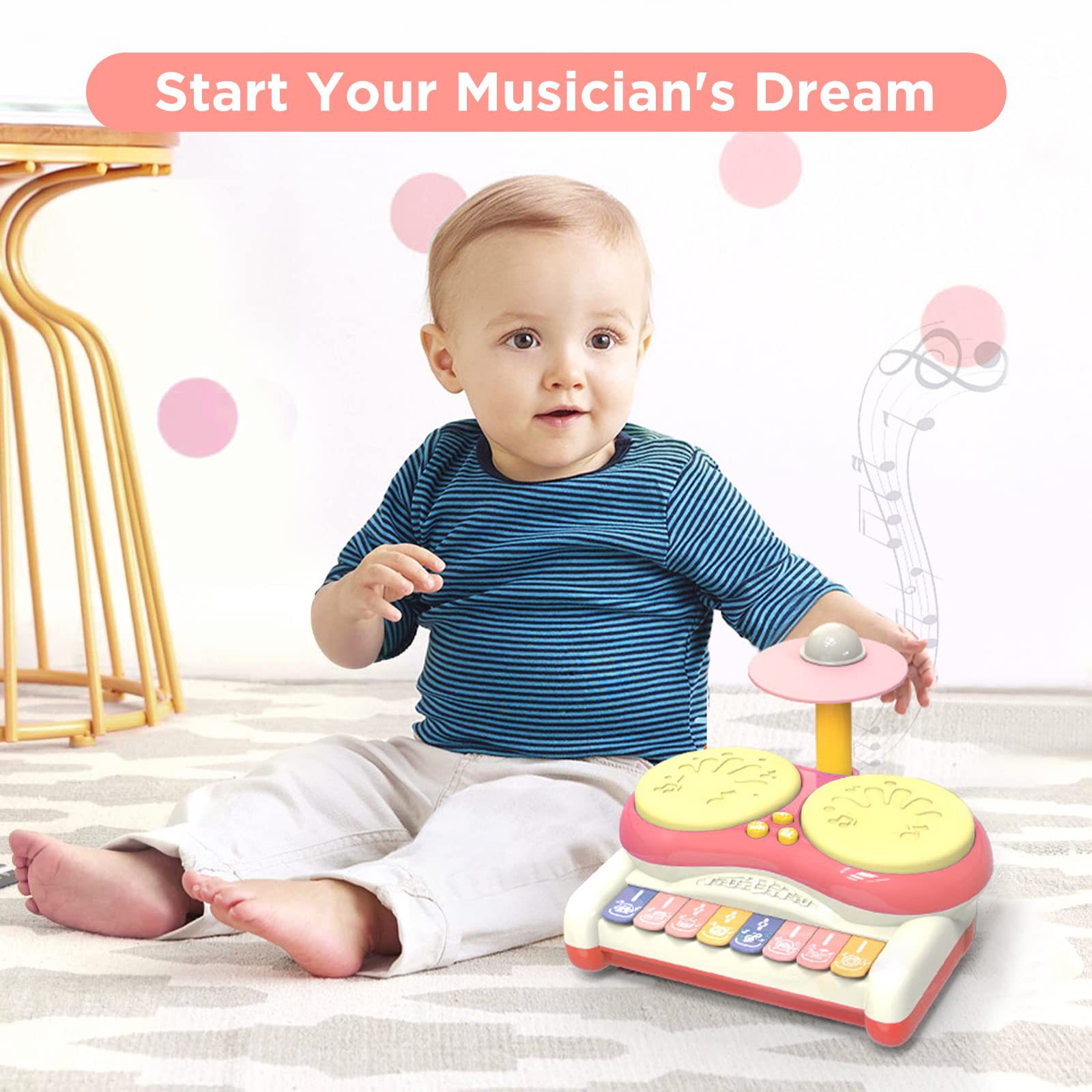 Nuevos productos transfronterizos funciones de batería instrumentos de música europea y americana tambor de jazz bebés 1 - 2 años de edad puzzle juguetes de música infantil