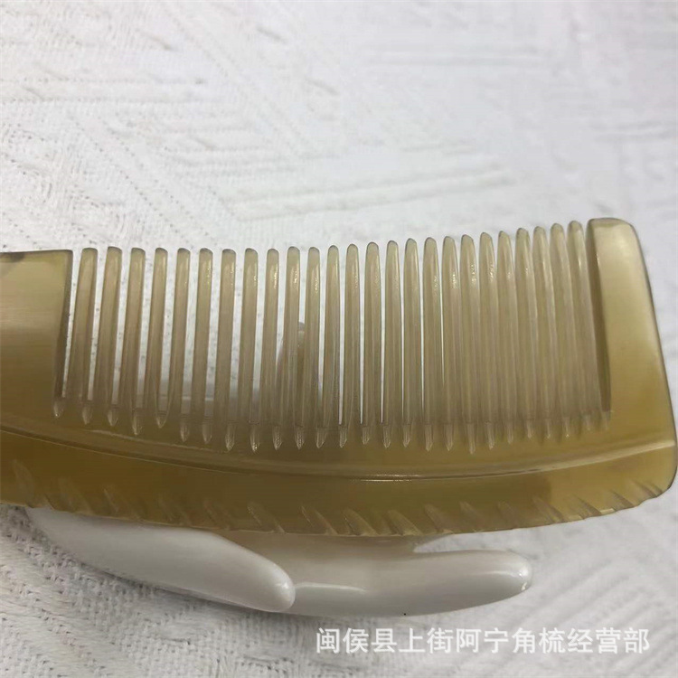Natural Horn Comb Fine Teeth Rat Tail Handle Comb 16cm Portable Detangling Grooming Tool quality and texture