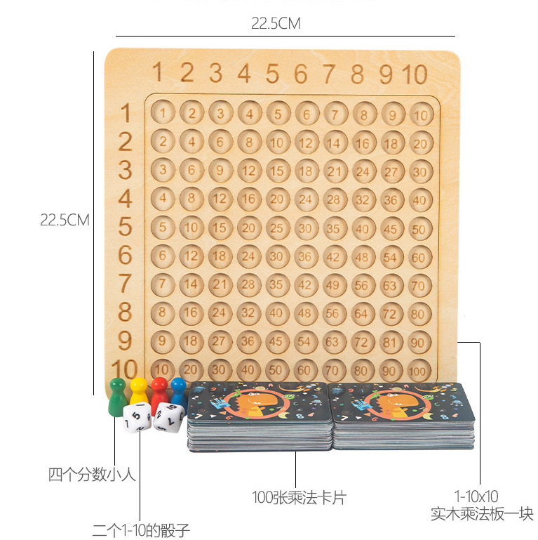 Madera dos en uno nueve-nueve tabla de multiplicar adición tablero de operación educación temprana rompecabezas estudiantes de escuela primaria fórmula de multiplicación matemáticas material didáctico