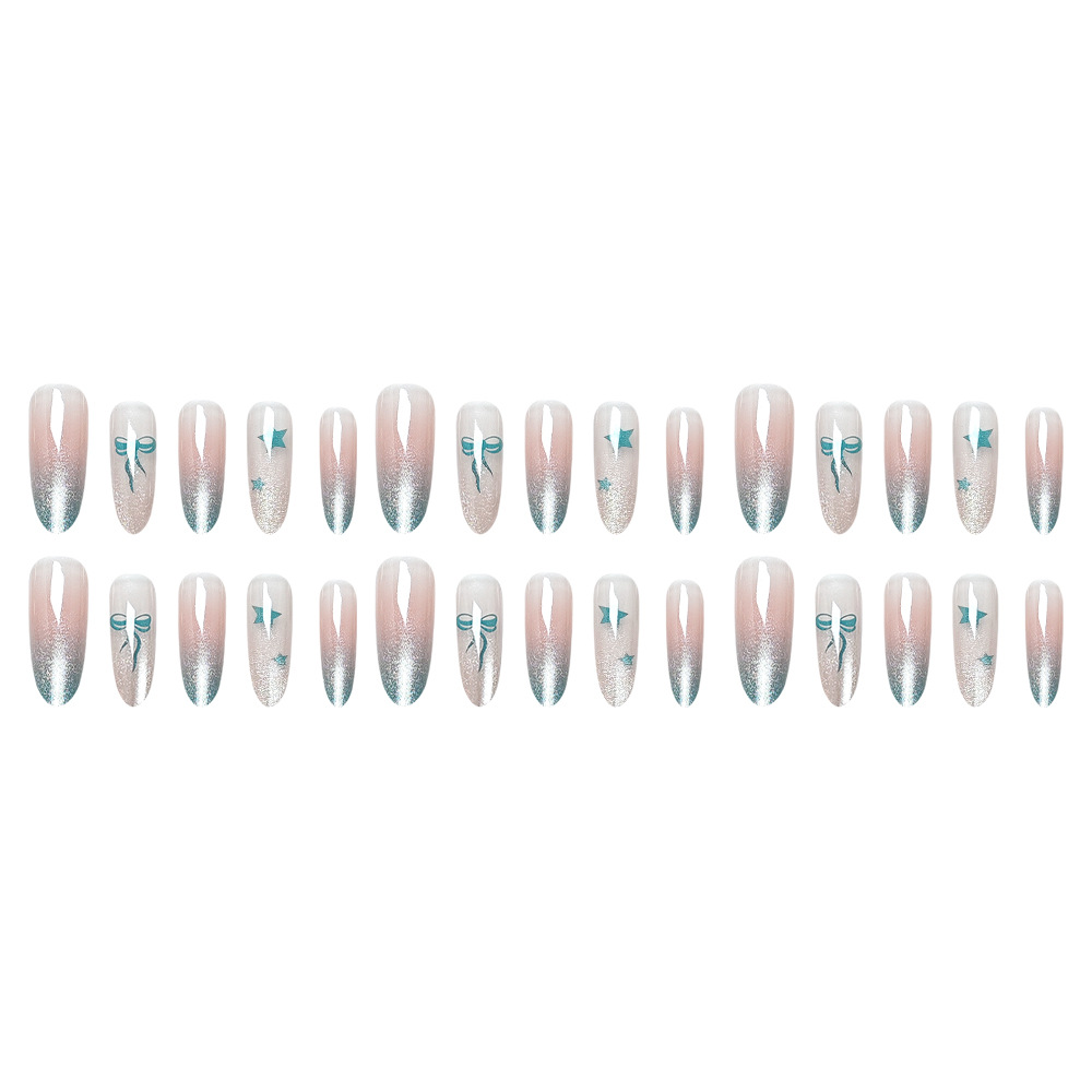 30 piezas de ojos de gato de estilo caliente, armadura de desgaste larga, ojos de gato blanco, uñas, lazo, uñas desmontables