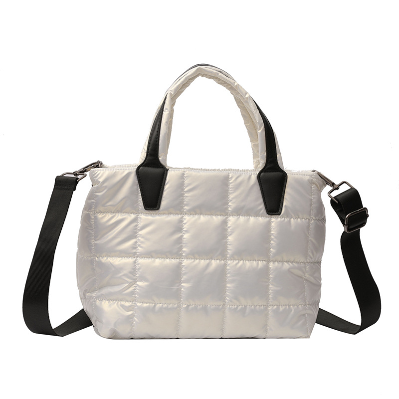 Bolso de mano acolchado de algodón de gran capacidad para mujer, nuevo bolso de moda 2024, bolso cruzado de hombro de alta gama para ir al trabajo