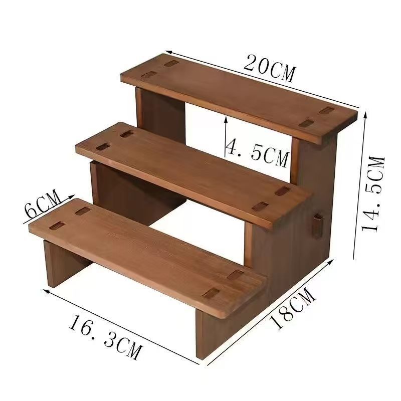 木製の収納棚の手作りのおもちゃの陳列棚のテーブルの置物の階層式の模型の展示台の実木の置き棚
