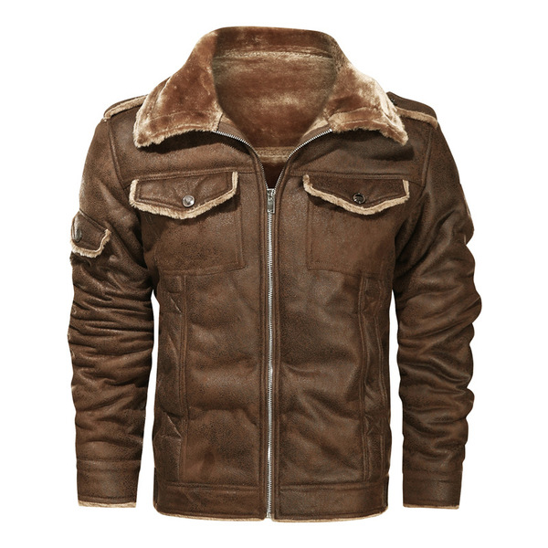 Demi-season combined fleece men's jacket with zipper